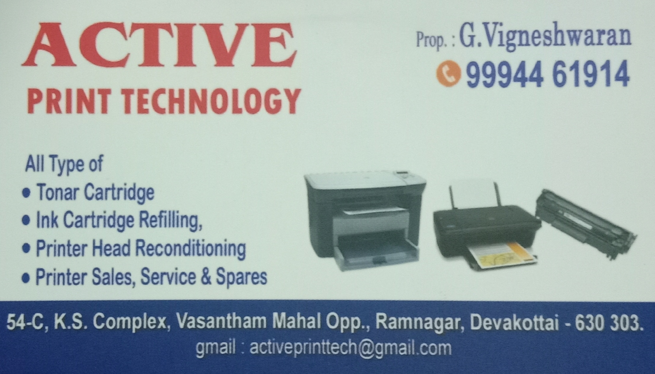 ACTIVE PRINT SERVICE & SALES , LASER PRINTER REFILLING & SERVICE